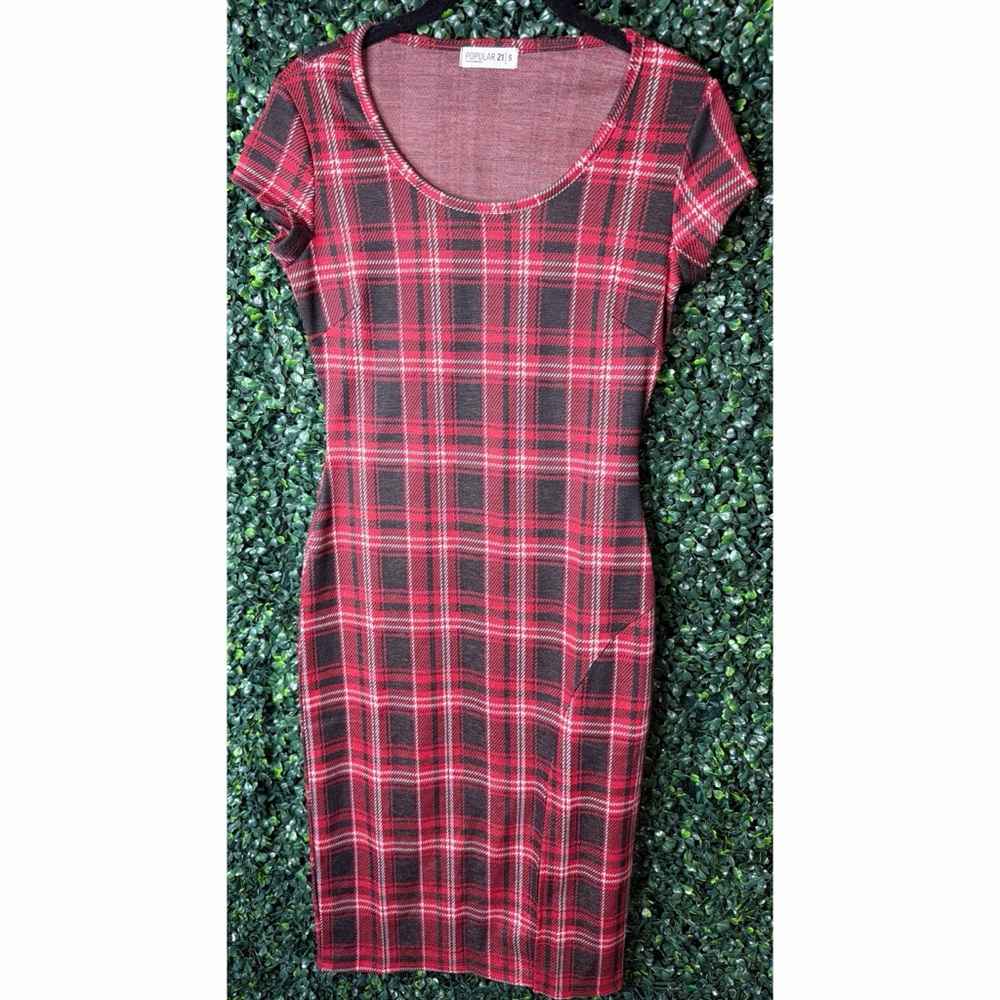 Red and Black Plaid Mini Dress